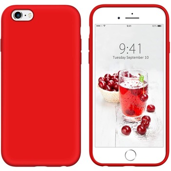Husa iPhone 6 / iPhone 6S, ultra slim silicon, interior din catifea, Rosu Husa iPhone 6 / iPhone 6S, ultra slim silicon, interior din catifea, Rosu