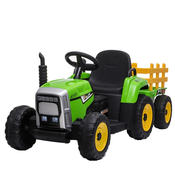 Tractoras electric BJ-611 cu remorca STANDARD, culoare Verde
