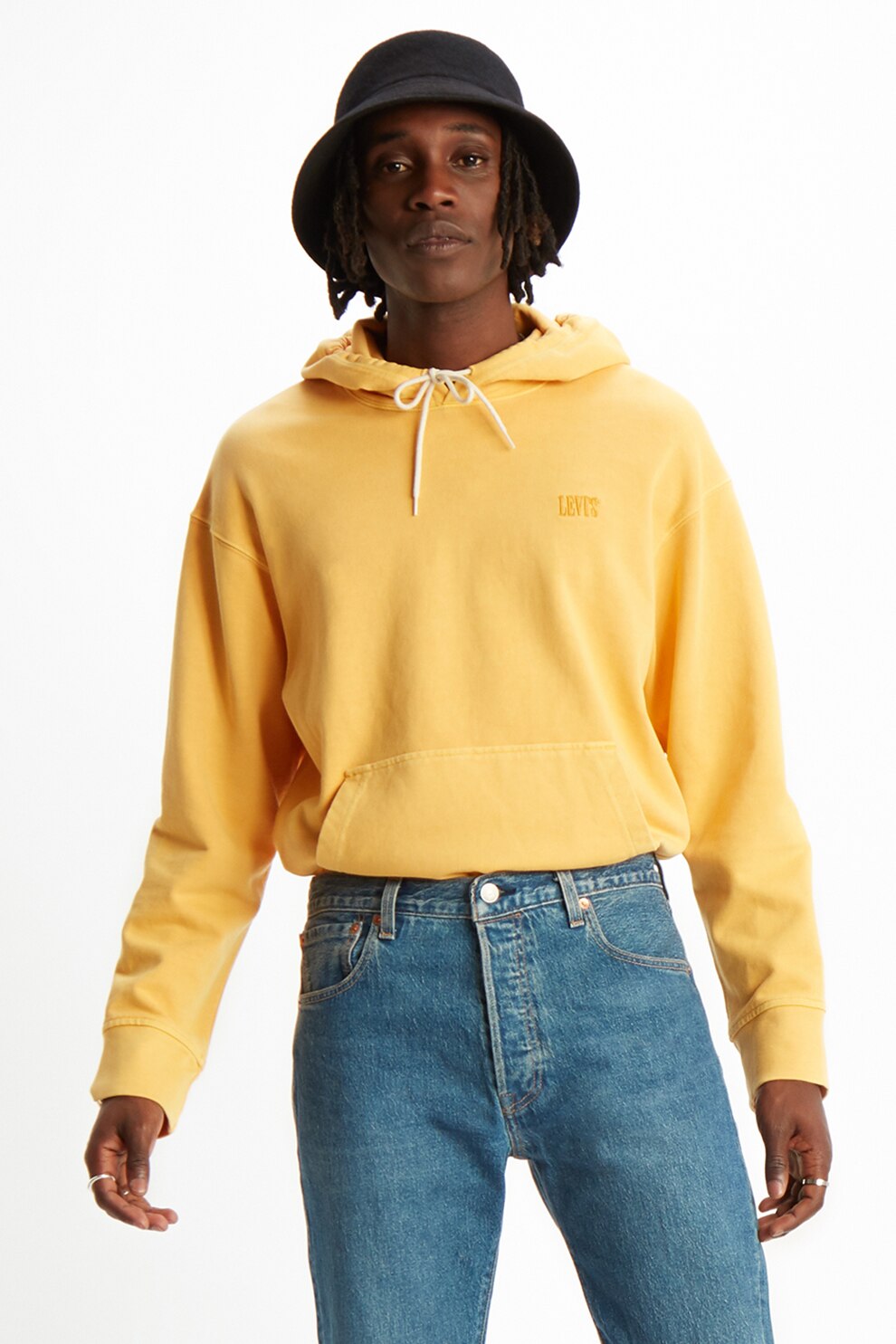 Levi's, Hanorac de bumbac cu buzunar kangaroo, Galben