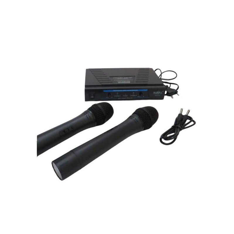Set 2 microfoane fara fir si receiver, Royal, raza 50 m
