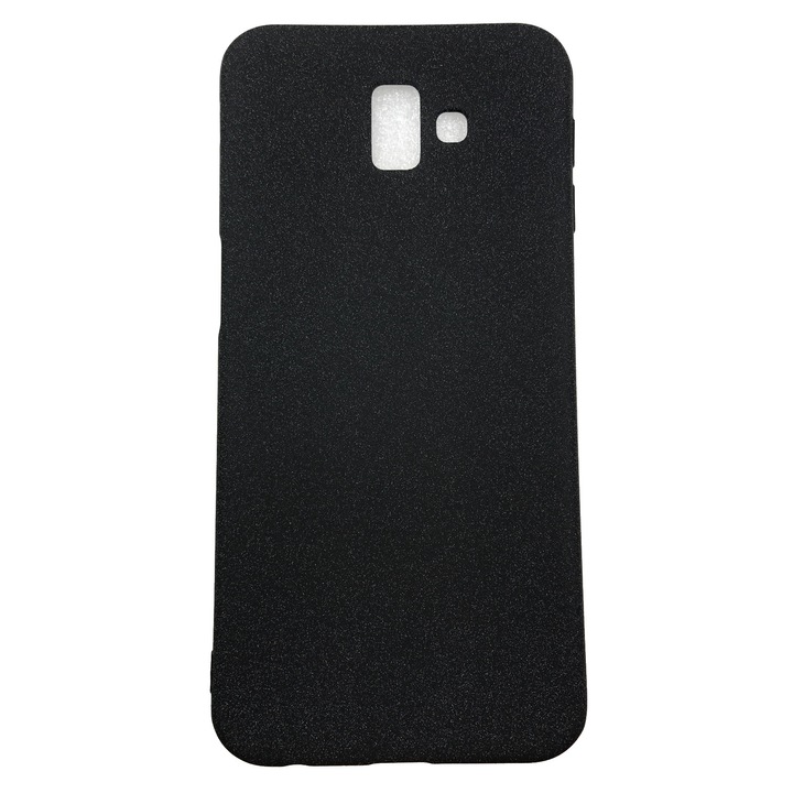 Husa compatibila cu Samsung J6 Plus -2018, Carcasa din silicon, textura Nisip, Negru