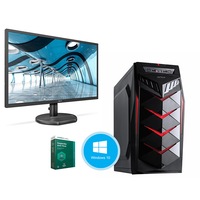 Pachet sistem PC Tower Maxi640, Procesor Intel Core I5 6400, Memorie RAM 8GB, Capacitate stocare 120SSD + 2TB, Black Case, Windows 10 Home 64bit, Kaspersky Antivirus + Monitor 21"