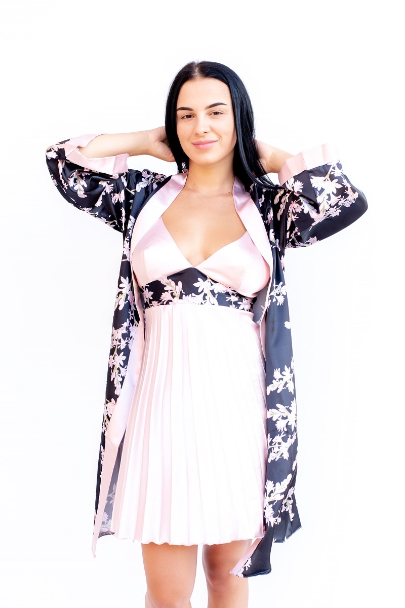 Compleu satin 2 piese Jasmin,3068, Multicolor