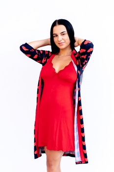 Halat si negljeu, 808 H, Rosu/Bleumarin, L Halat si negljeu, 808 H, Rosu/Bleumarin, L