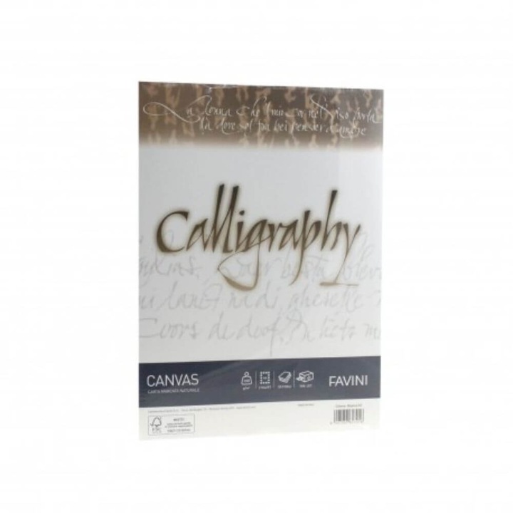 Hartie Caligrafica Favini A4, Tip Canvas, 50 ColiTop, 100 g/m2, Culoare Alba