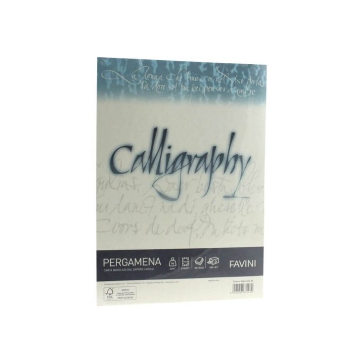 Hartie Caligrafica Favini A4, Tip Pergament, 50 Coli/Top, 90 g/m², Culoare Natur
