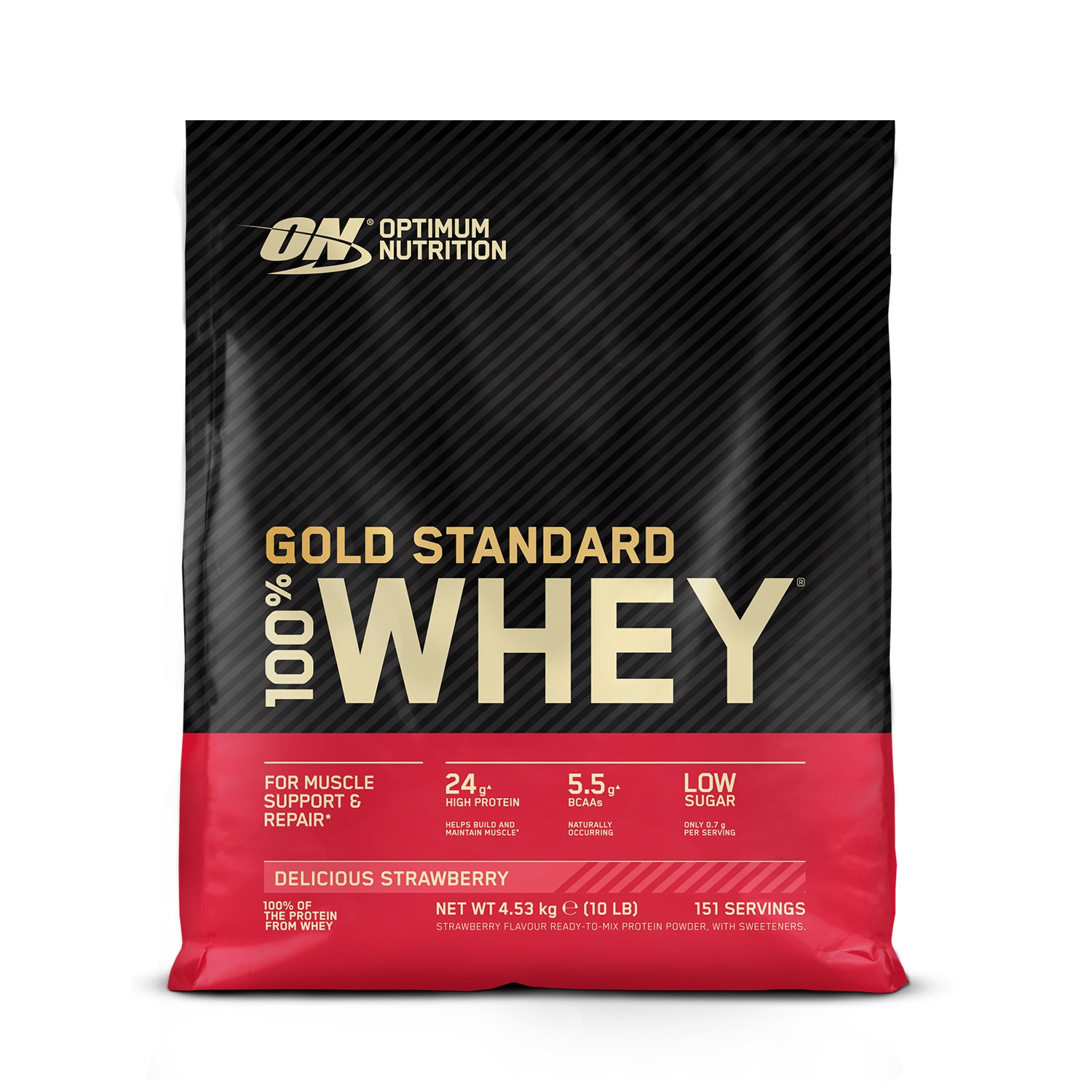 Optimum Nutrition 100% Whey Gold Standard Capsuni 4.53 Kg