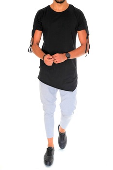 Tricou fashion, B1962, slim fit, pentru barbati, negru, Negru Tricou fashion, B1962, slim fit, pentru barbati, negru, Negru