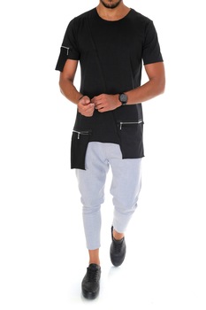 Tricou fashion, B1970, slim fit, pentru barbati, negru, Negru Tricou fashion, B1970, slim fit, pentru barbati, negru, Negru