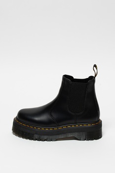 Dr. Martens, Ghete Chelsea de piele cu cusaturi contrastante Quad, Negru, 6 Dr. Martens, Ghete Chelsea de piele cu cusaturi contrastante Quad, Negru, 6