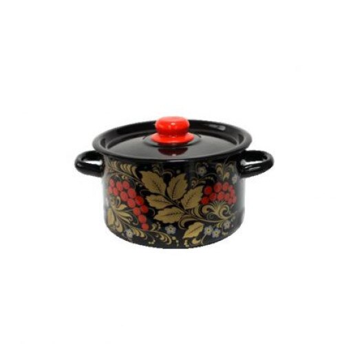 Oala emailata ruseasca, 1.5 l, cu capac emailat, Cern Reabina, 012905