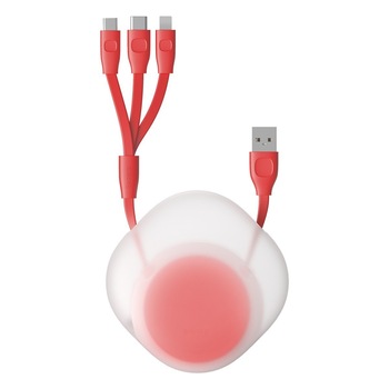 Cablu de date/incarcare Baseus, Let's Go Little Reunion 3in1, USB/Lightning/MicroUSB, 85cm 3 A, Rosu Cablu de date/incarcare Baseus, Let's Go Little Reunion 3in1, USB/Lightning/MicroUSB, 85cm 3 A, Rosu