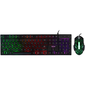 Kit gaming tastatura si mouse Spcer SP-GK-01, Iluminare RGB, Negru Kit gaming tastatura si mouse Spcer SP-GK-01, Iluminare RGB, Negru