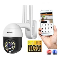 camera de supraveghere ip wifi babytoy cx-m5 2 mp 29led exterior rotativa auto-tracking conectare telefon  pc  night vision color si activare lumina rezistenta la apa fullhd 19201080 senzor miscare alb imagen 3_0_
0