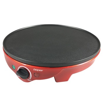 Aparat pentru prepararea clatitelor Beper BT.700Y, 1300W, diametru plita 30 cm, temperatura ajustabila, Rosu Aparat pentru prepararea clatitelor Beper BT.700Y, 1300W, diametru plita 30 cm, temperatura ajustabila, Rosu