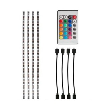 Set 4 x Banda LED USB pentru Iluminare Ambientala in Spatele Televizorului Backlight TV RGB, cu Telecomanda si Conectori, 4x50cm Set 4 x Banda LED USB pentru Iluminare Ambientala in Spatele Televizorului Backlight TV RGB, cu Telecomanda si Conectori, 4x50cm