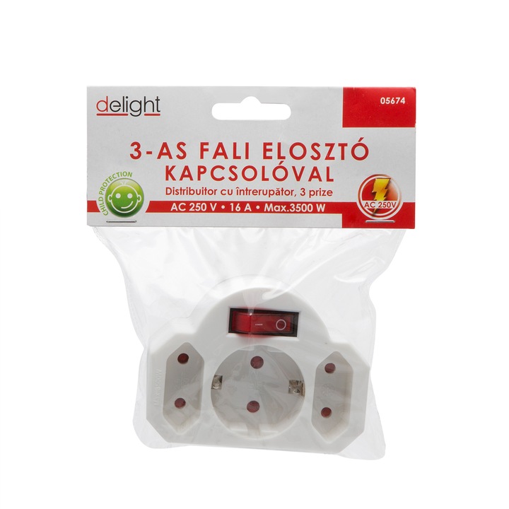Стенен трифазен ключ Delight, 3500 W, Защита за деца