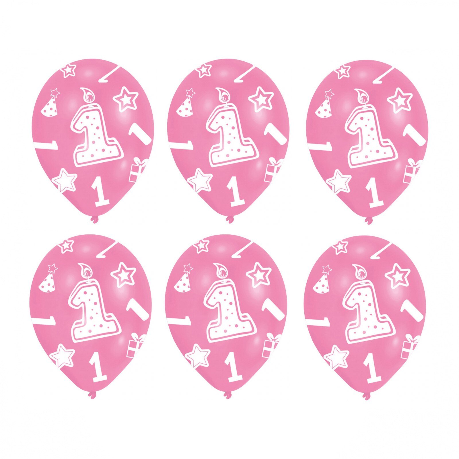 Set 6 Baloane Aniversare 1 an roz 27.5 cm 0013051380892