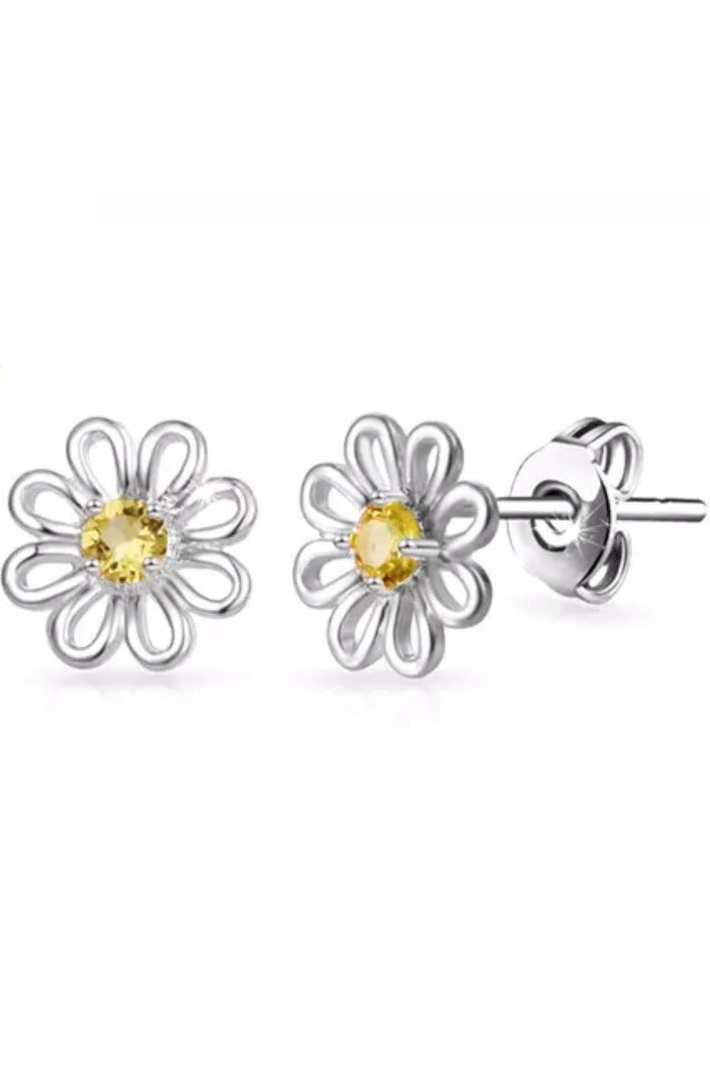 Cercei Dama Philip Jones Daisy cu cristale Swarovski, Argintiu