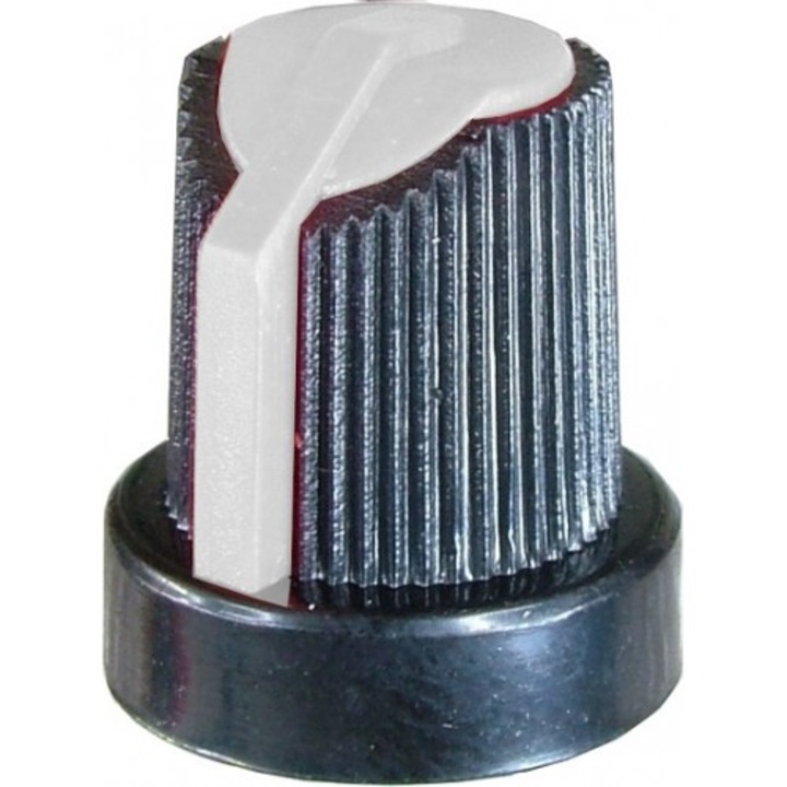 Buton pentru potentiometru, 18mm, plastic, negru-alb, 18x15mm - 127025