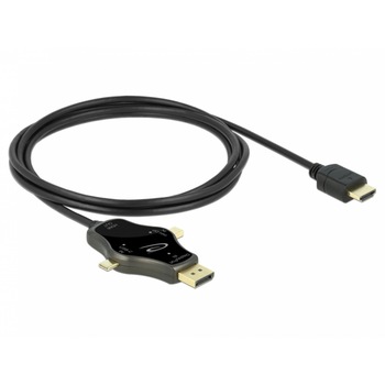 Cablu 3 in 1 USB-C / DisplayPort / mini DisplayPort la HDMI 4K@60Hz 1.75m, Delock 85974 Cablu 3 in 1 USB-C / DisplayPort / mini DisplayPort la HDMI 4K@60Hz 1.75m, Delock 85974