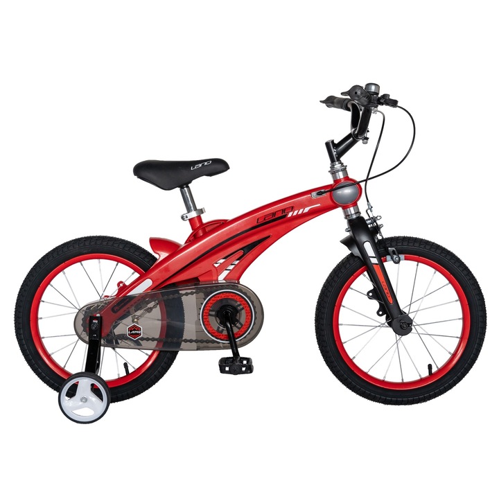 Bicicleta copii 5/8 ani Carpat Kids, Rich Lanq Style JSXW1639D, roti 16", Cadru MAGNEZIU. frana spate tambur/fata C-type, roti ajutatoare, rosu