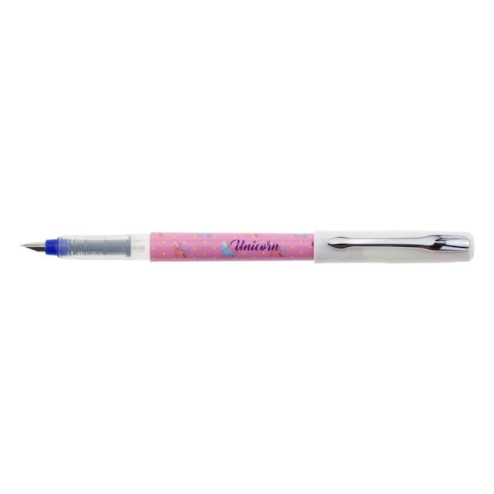 ECADA Unicorn modelltoll F típusú iridium hegyes toll, műanyag, szabványos vagy hosszú tintapatron, rózsaszín
