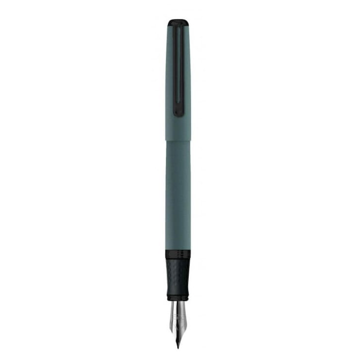 INOXCROM fém toll Wall Street modell, Iridium toll, M írási stílus, fém anyag, szabványos tintapatronnal működik, kék szín
