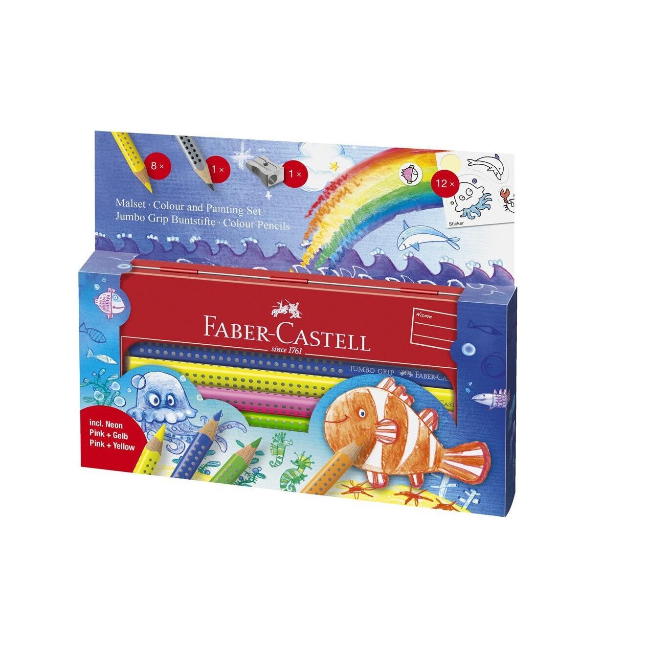 Set 8 Culori si Accesorii Jumbo Grip Ocean Faber-Castell