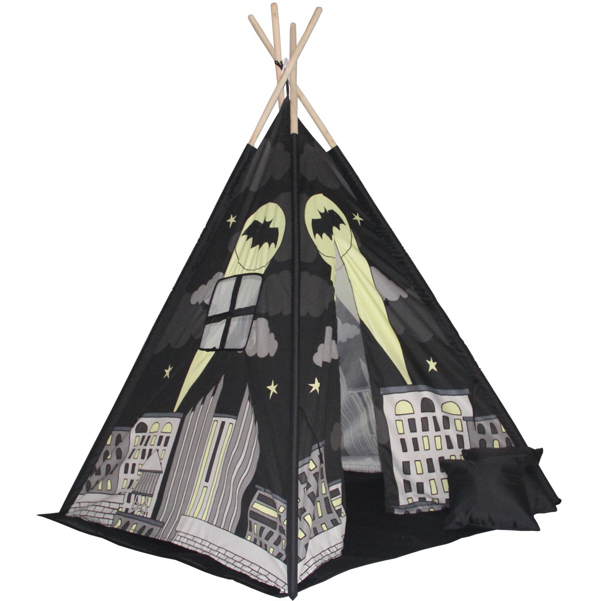 Cort de joaca Tipi Batman cu cadru din eucalipt