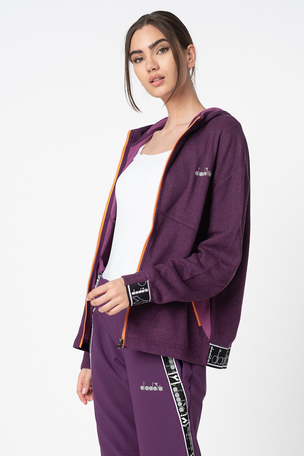 Diadora, Hanorac pentru alergare Sweat Be One, Violet/Oranj