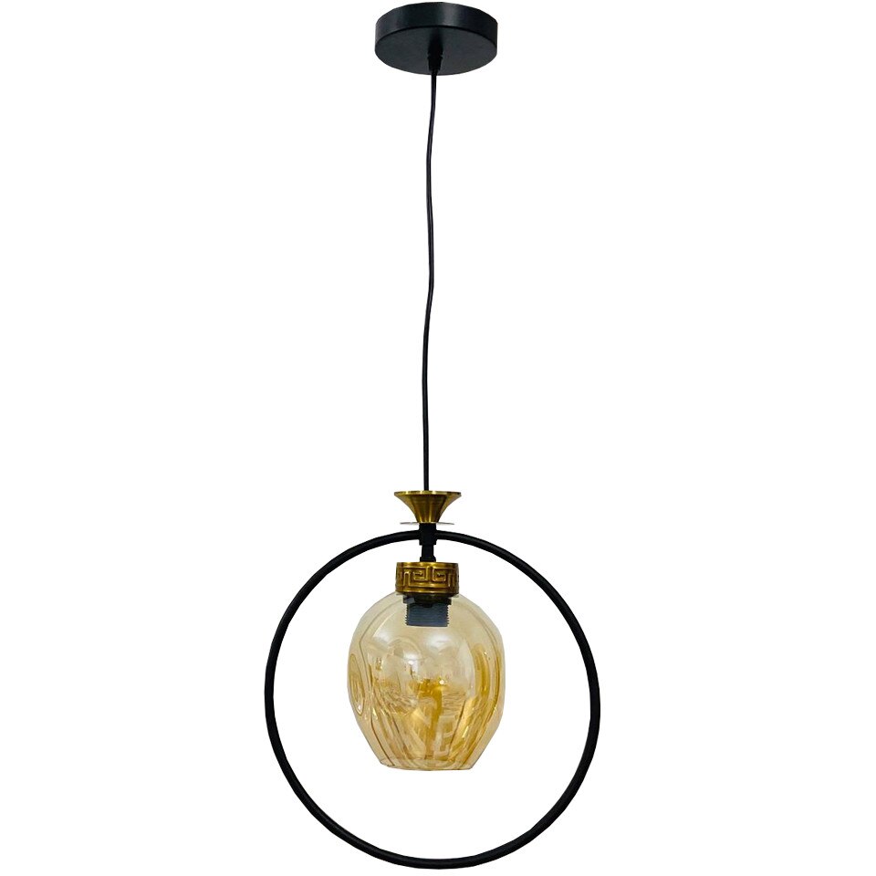 Lustra Home Design 1 bec , abajur transparent fume ,1xe27 , sticla si metal , inaltime reglabila ,40w max