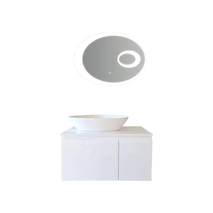 Set Mobilier Baie LUC Lavoar pe blat Oglinda LED