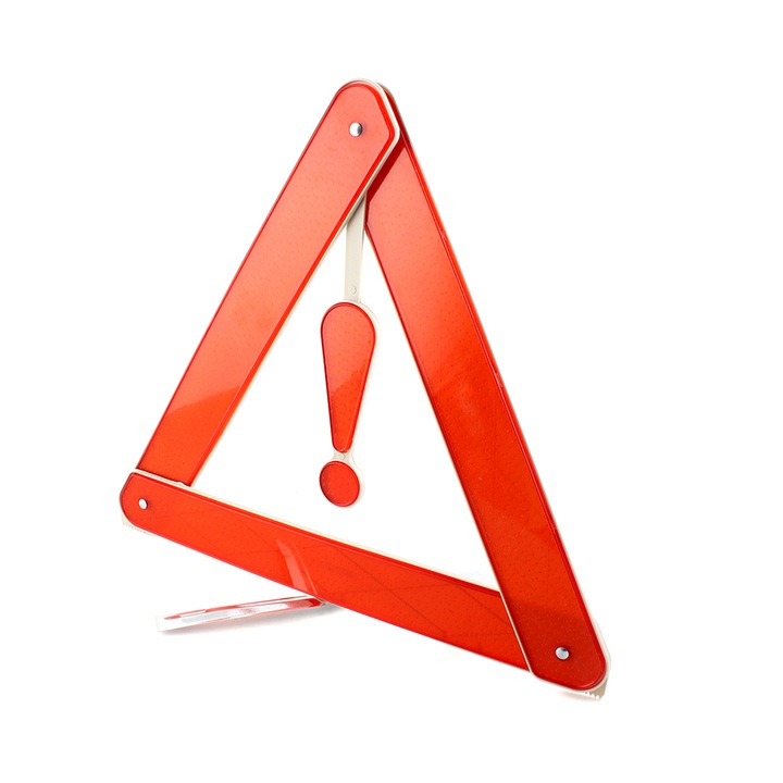 Сгъваем авариен триъгълник за автомобил, в пластмасова кутия