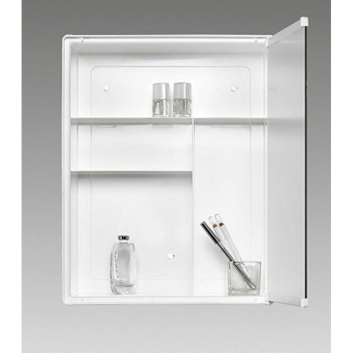 Огледален пластмасов шкаф за баня, Бял, 40x31,5 см