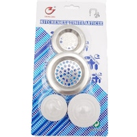 Set 2 site + 2 dopuri scurgere, pentru chiuveta, pentru cada, din inox, diametru 7.5 cm si 6 cm