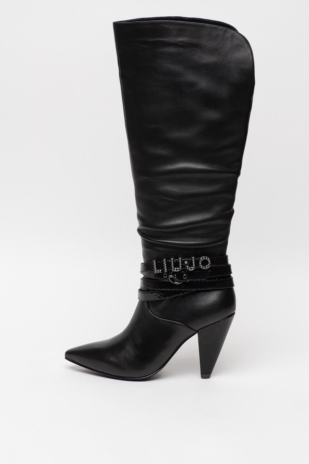 Liu Jo, Cizme inalte cu toc si varf ascutit Suzie, Negru, 40