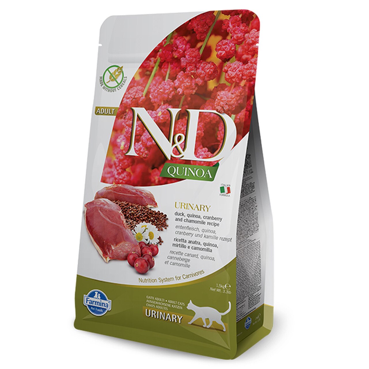Hrana pentru pisici N&D Grain Free Urinary Rata & Quinoa, 1.5 kg