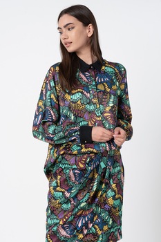 Custo Barcelona, Camasa supradimensionata cu guler clasic, Multicolora, S Custo Barcelona, Camasa supradimensionata cu guler clasic, Multicolora, S