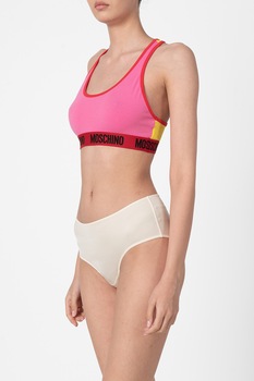 Moschino, Bustiera cu imprimeu logo, Roz Moschino, Bustiera cu imprimeu logo, Roz