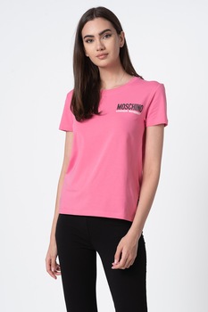 Moschino, Tricou de casa cu decolteu la baza gatului, Roz Moschino, Tricou de casa cu decolteu la baza gatului, Roz
