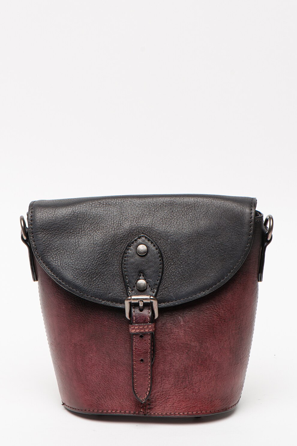 Pellearts, Geanta bucket din piele, Violet pruna/Negru