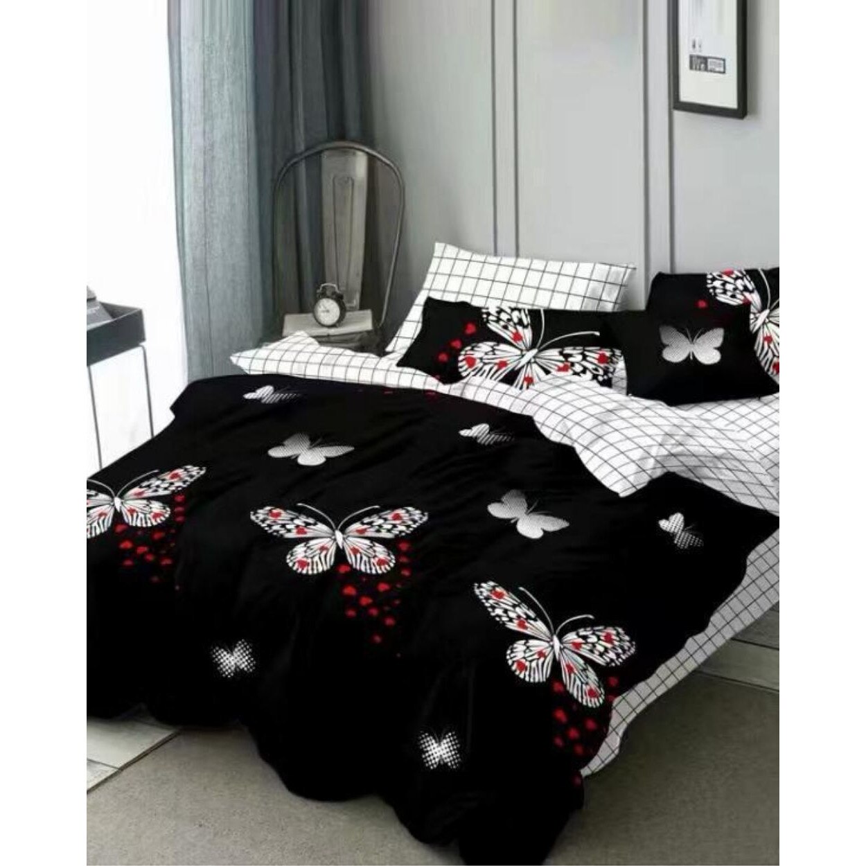 Set Lenjerie Finet Satinat Gros cu 2 Fete, 6 Piese, Pat 2 Persoane, Faith