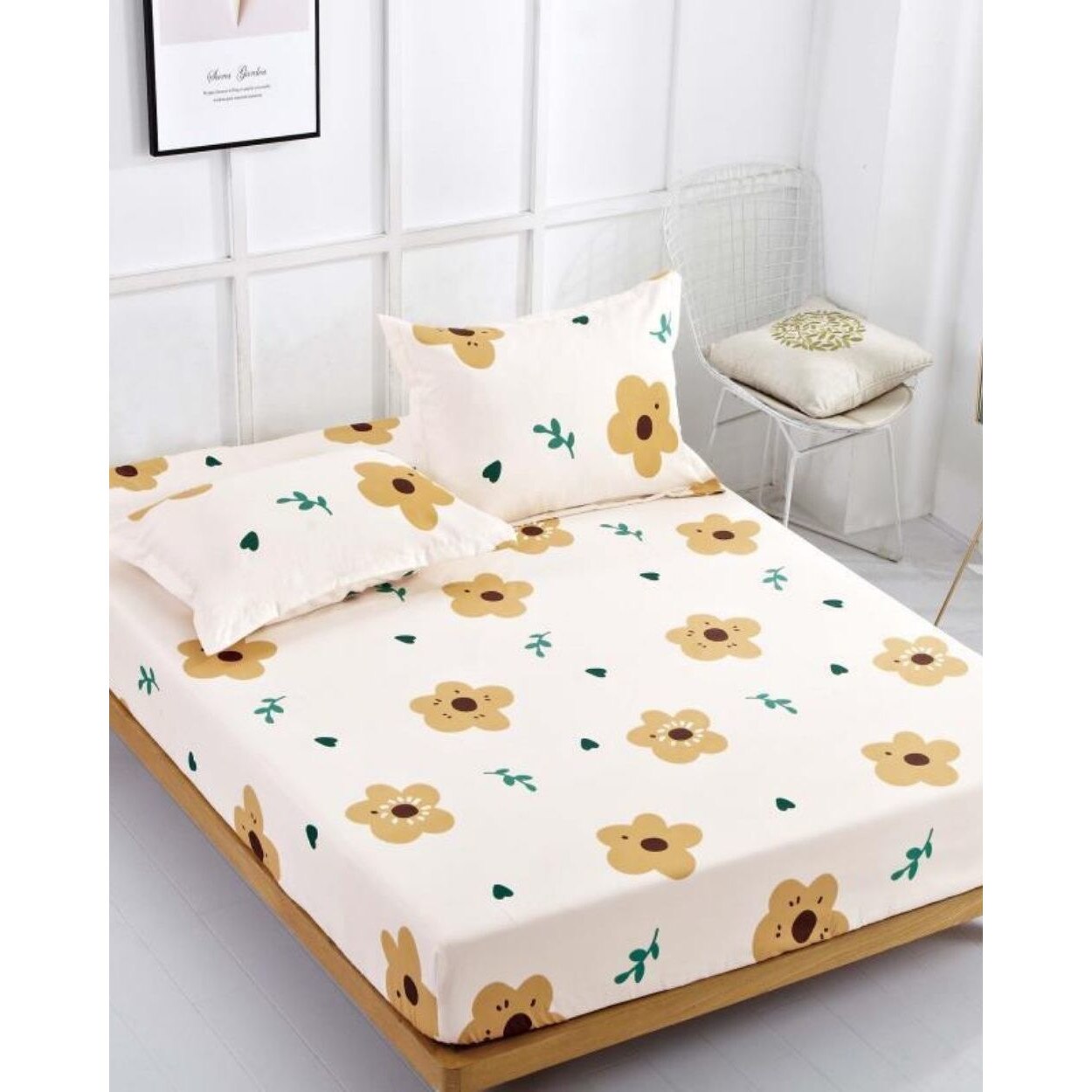 Husa de Pat cu Elastic + 2 Fete de Perna pentru Pat Dublu, Finet, Rem