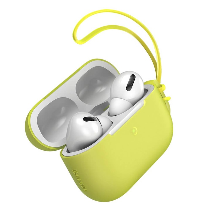 Силиконов калъф Baseus Lets Go Jelly Lanyard Case, за Apple Airpods Pro, с връзка, Жълт