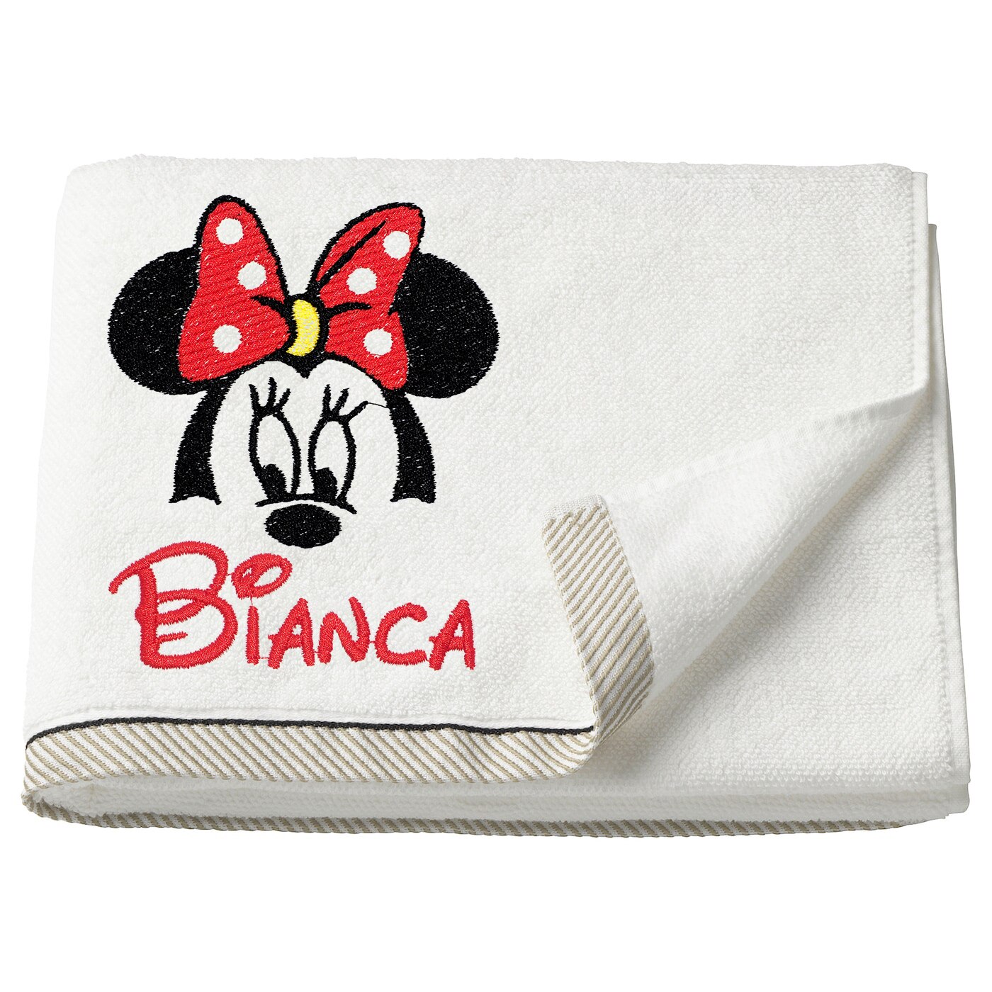 Prosop copii, LWS, bumbac, brodat, model Minnie Bianca, 50x100 cm