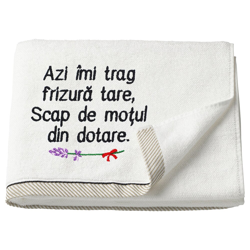 Prosop copii, LWS, bumbac, brodat, model Nasul meu e tare hot, text negru, 70x140 cm