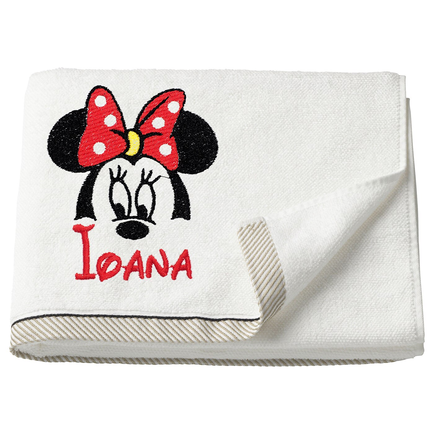 Prosop copii, LWS, bumbac, brodat, model Minnie Ioana, 50x100 cm