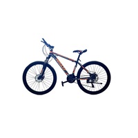 Bicicleta Mountain Bike -26 inch, genti aluminiu, cadru otel, frane mecanice pe disc, fata/spare, 21 de viteze, culoare portocaliu/gri