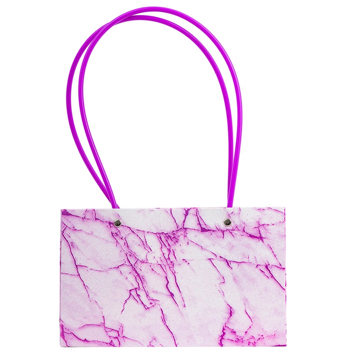 Комплект от 10 правоъгълни крафт чанти с дръжка, Createur, мраморно розови